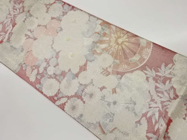 リサイクル　佐賀錦花車模様織出し袋帯